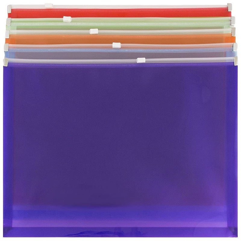 JAM Paper أظرف بلاستيكية من JAM PAPER مع إغلاق بسحاب - كتيب بحجم رسالة - 9 3/4 × 13 - ألوان متنوعة - 6/عبوة - Image 3